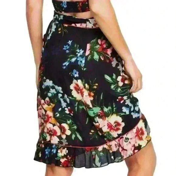 Free People Wrap Black Floral Mini Skirt - Picture 6 of 6